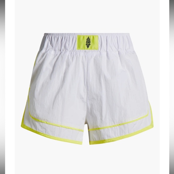 Free People X FP Movement Varsity Blues Shorts in White/Highlighter Combo NWT - Picture 5 of 5